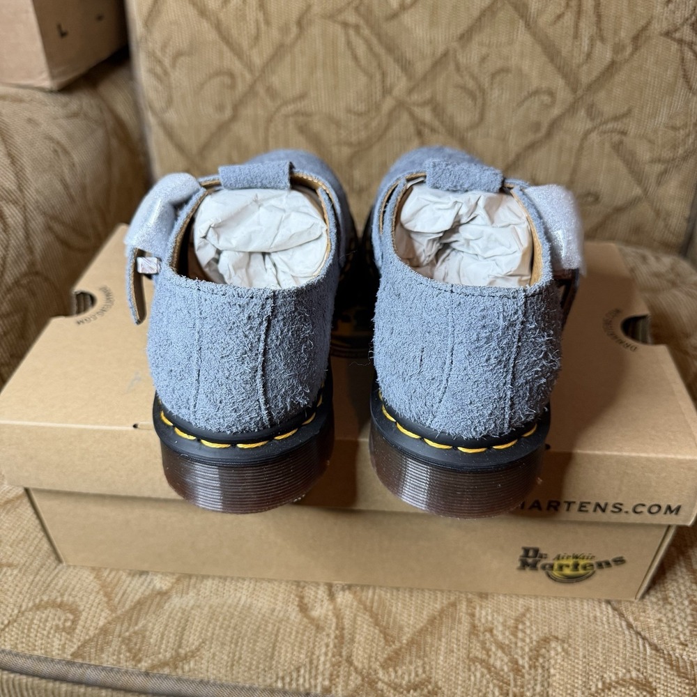 Dr. Martens Women's Size 7 Washed Denim Blue Suede T-Bar Mary Jane Shoes $190 - Picture 5 of 7
